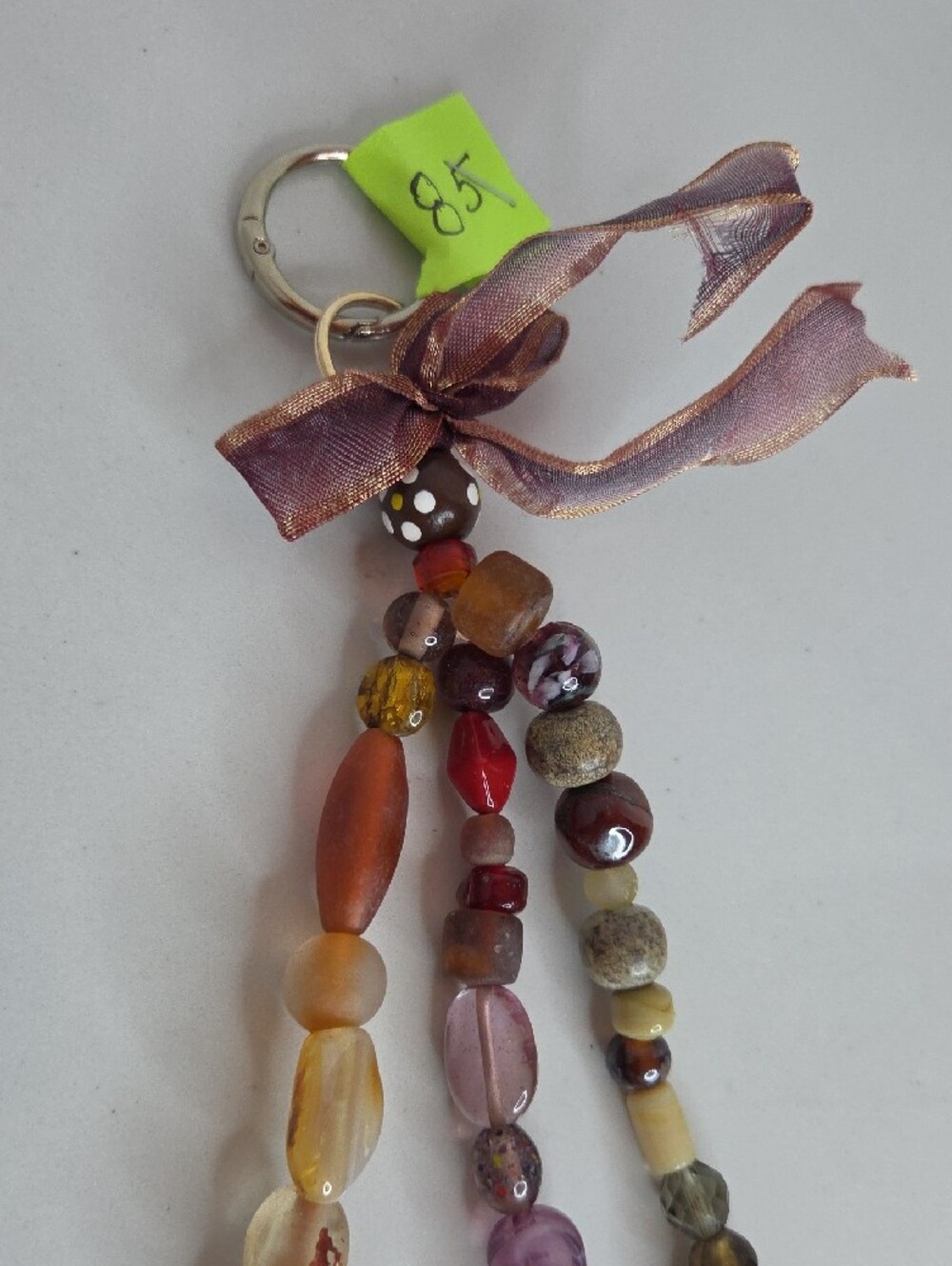85 - Handmade Multicolor Bead Dangle Bag Charm - Picture 3 of 3
